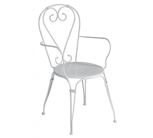 Set 4 sedie giardino con braccioli Shabby Chic bianco avorio