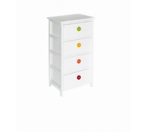 Cassettiera per camerette con 4 cassetti e maniglie colorate 40 x 73 centimetri