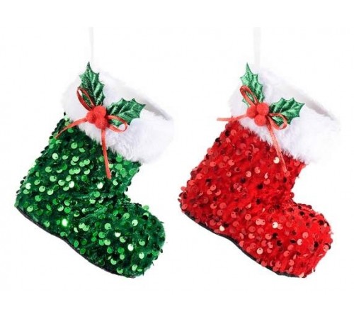 Scarponi Natalizi con Paillettes Porta Dolci e Doni Set da 6 Calze della Befana