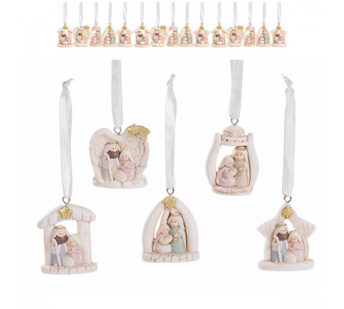 Set 15 Presepi in Resina da Appendere 4,5 cm