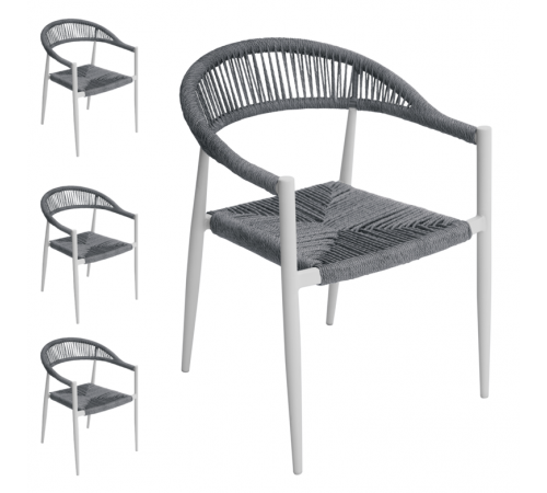 Set 4 sedie per bar e giardino impilabili in alluminio bianche