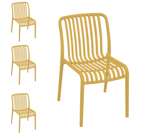Set 4 Sedie in Polipropilene per Giardino, Bar, Ristoranti Colore Senape