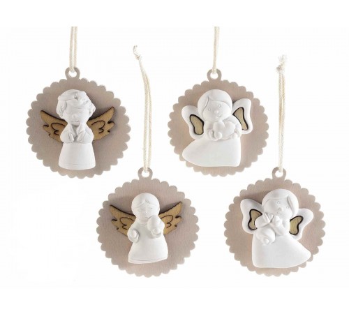Decorazioni Natalizie da appendere per l'albero e la casa con angioletti in gesso set da 48 pezzi