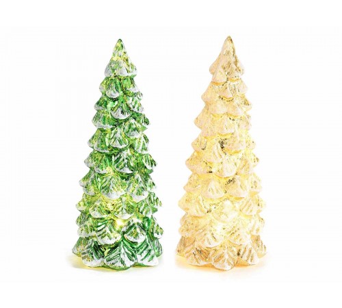 Alberi di Natale Luminosi da Tavolo in Vetro Casa Idea Regalo Set da 2 Pezzi