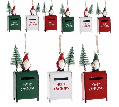 Decorazioni per Albero a Forma di Babbo Natale con Portalettere 9 Pezzi 11,5 Cm
