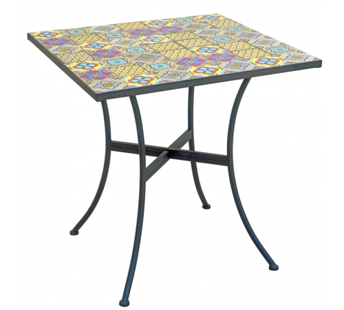 Tavolo bar e giardino quadrato in metallo con top in mosaico 70x70 cm