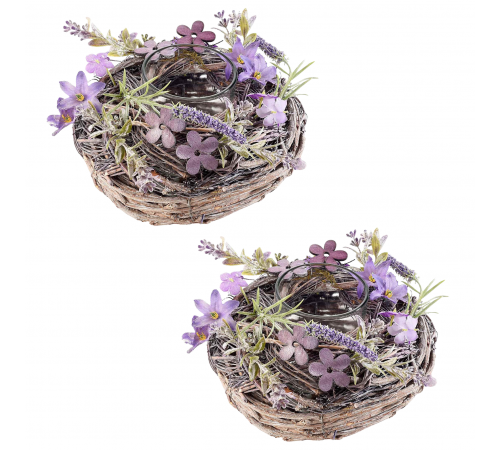 Set 2 Centrotavola con Portacandela Stile Lavanda