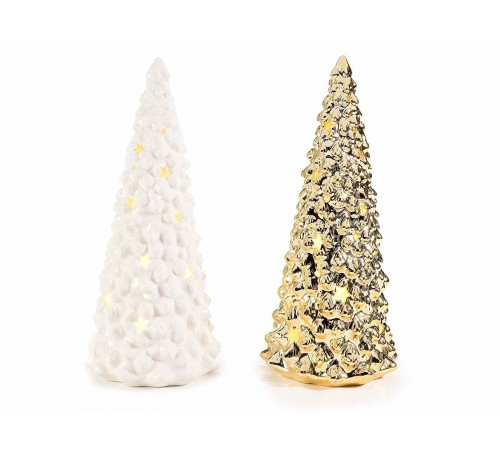 Alberi di natale da tavolo in ceramica con luce Led bianco caldo idea regalo