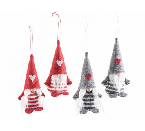 Decorazioni per Albero Babbo e Mamma Natale In Panno e Pelo Sintetico Set da 12 Pezzi Altezza 12 Cm