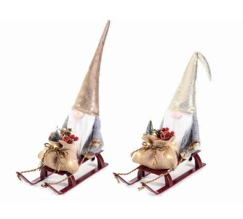 Babbi Natale Luminosi su Slitta Decorazioni Natalizie per la Casa Set da 2
