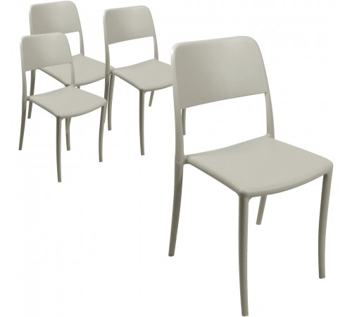 Set 4 sedie per bar e giardino in polipropilene impilabili salvaspazio tortora