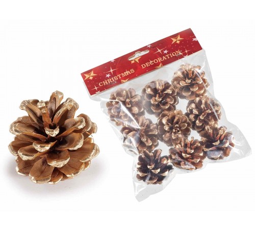 54 Pigne Naturali Decorative con Finitura Dorata