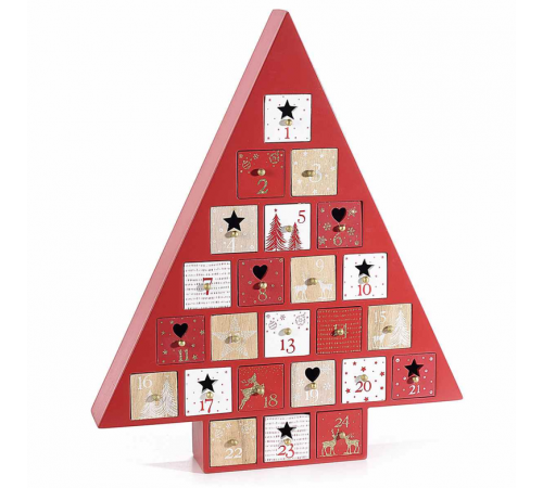 Calendario dell’Avvento in legno a forma di albero con 24 cassettini