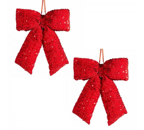 Set 2 Fiocchi Grandi di Natale Rossi 40 cm