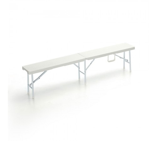 Panchina picnic pieghevole a valigetta con seduta effetto rattan colore bianco