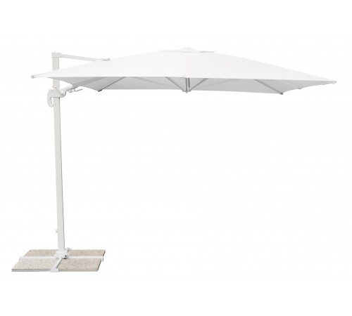 Ombrellone in alluminio quadrato 3 x 3 metri ruotabile per bar e giardini con copertura bianca 