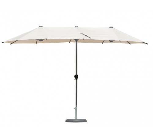 Ombrellone da giardino doppio 2,7x4,5 m palo centrale grigio tetto ecrù