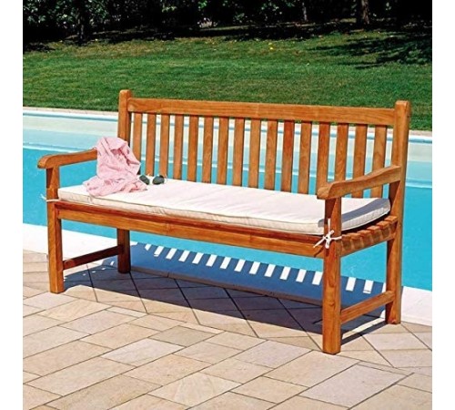 Panchina da giardino 3 posti con bracciolo in legno teak con o senza cuscino