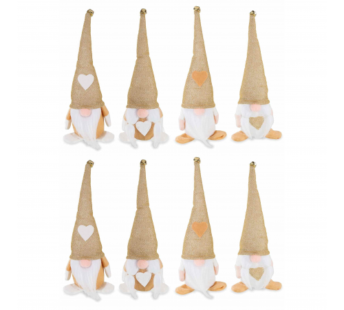 Babbo e Mamma Natale in panno con cuore e campanella - Set 8 decorazioni natalizie per la casa