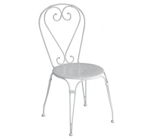 Set 4 sedie da giardino Shabby Chic in ferro bianco avorio con cuscini