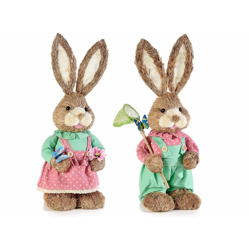 Conigli Pasquali decorativi in paglia fatti a mano idea regalo