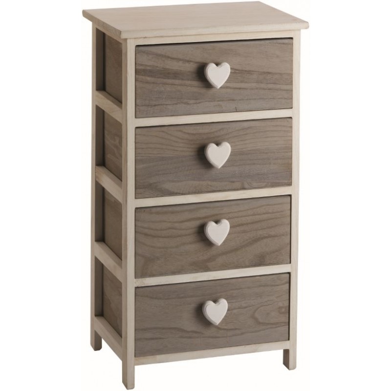 Il Numero 1 Del Risparmio-CASSETTIERA IN LEGNO DECORATA CON 5 CASSETTI Colore Naturale 34 X 25 X 97 Cm