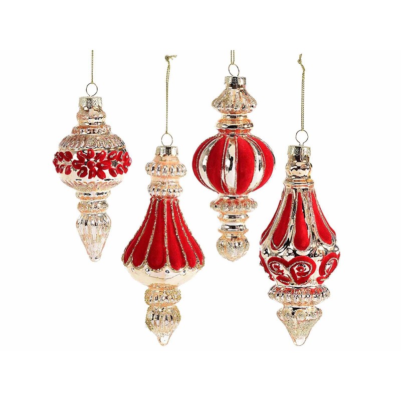 Palline Di Natale In Vetro Artigianali ---Palline per Albero di Natale Artigianali in Vetro Dorato e Velluto