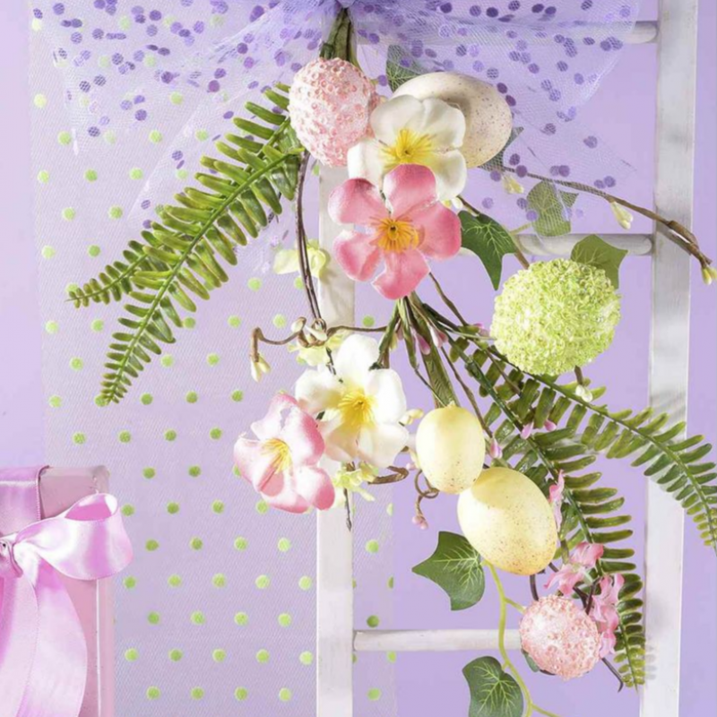4 Rami Artificiali Con Uova Colorate A Pois Per Decorazioni Pasquali – Fai Da Te Per Alberi, Centrotavola E Addobbi Primaverili