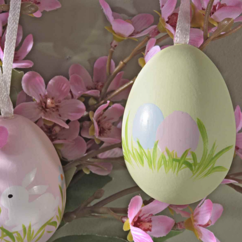 Ctxtqtdt 24 PCS Uova di Pasqua, Uova di Pasquali da Appendere con Corda, Decorazioni Pasquali Uova, Plastica Colorata Uova di Pasqua, Artigianato per Decorazione delle Uovo Pasqua, Misura: 6 cm