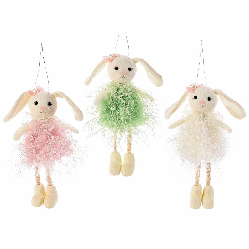 Set di 3 coniglietti pasquali in tessuto da appendere, 17 cm: decorazioni colorate per albero di Pasqua, cameretta e cesti regalo, con cordino, idea regalo per bambini