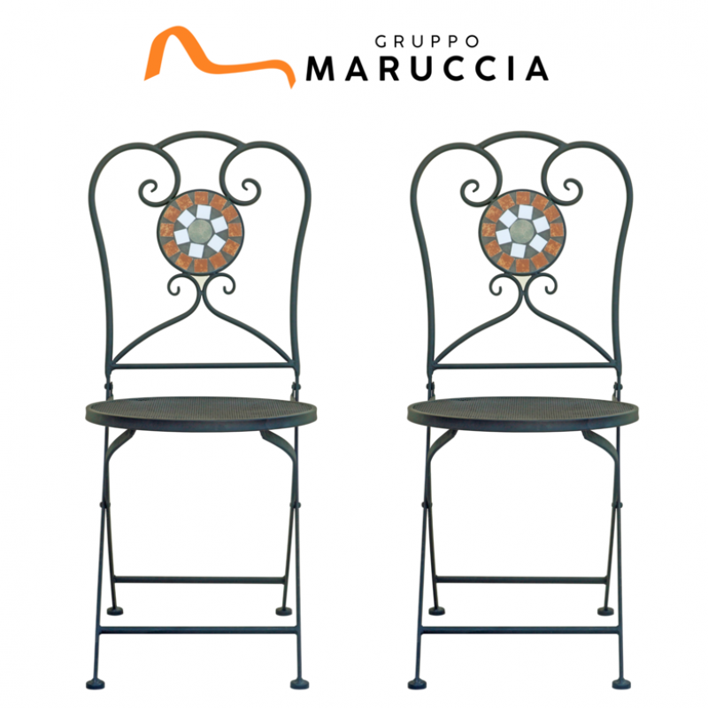 Set di 2 sedie pieghevoli in metallo nero con mosaico Beliani