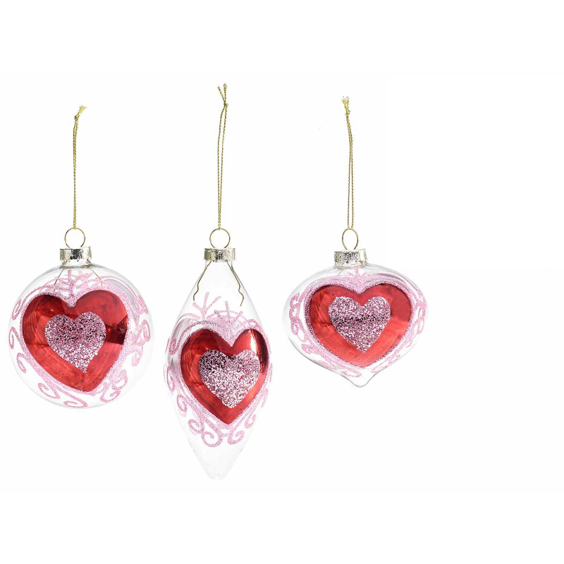 12 Palline Di Natale In Vetro Rosso Trasparente 6 Cm – Ornamenti Fai Da Te Con Cordino Argento
