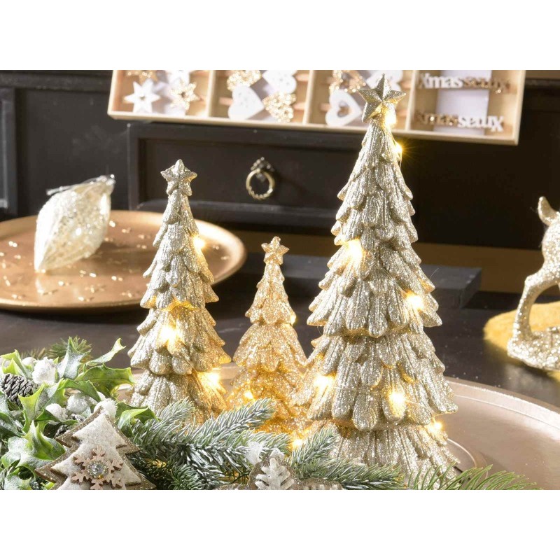 Set Di 3 Alberelli Di Natale In Gomma Satinata: Decori Assortiti Rosso E Bianco, 40 Cm