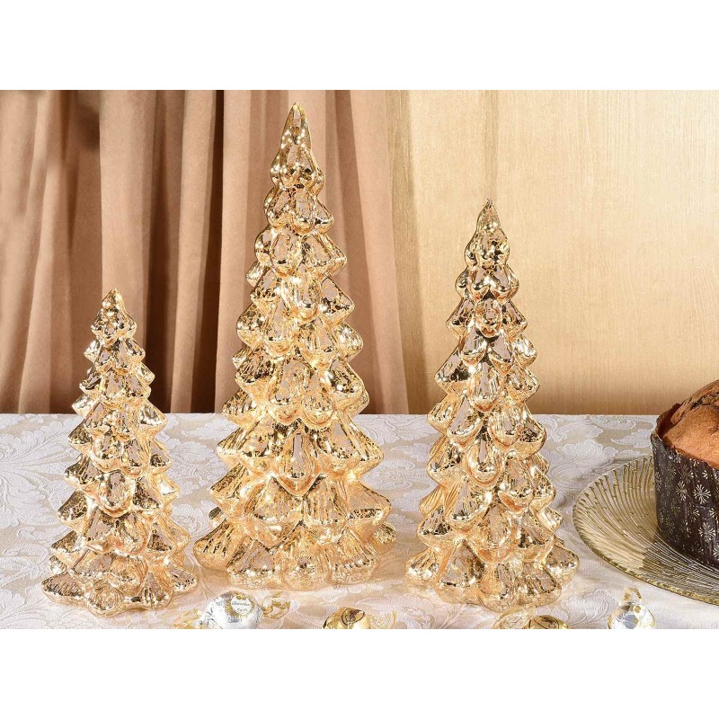 Albero Di Natale In Vetro Con Luci LED - Decorazione Da Tavolo Illuminata, Luce Calda, Per Camino, Libreria O Centrotavola - 4
