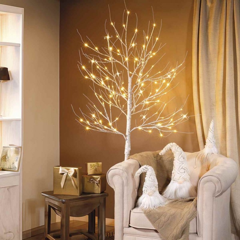 VBEDKDEB Albero di Pasqua con luci, 60 cm, betulla bianca pre-illuminato con 24 luci LED, alimentato a batteria, decorazione pasquale per tavolo, casa, feste (A