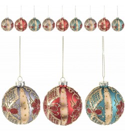 Palline di Natale in Vetro Artigianali per Albero Natale 12 Pezzi