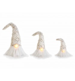 Babbi Natale Decorativi da Appoggiare con Luci Led - Set da 3 Addobbi