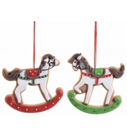 Decorazioni Natalizie da Appendere A Forma di Cavallo a Dondolo 10 Pezzi