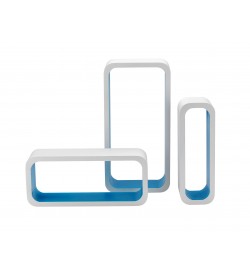 Set 6 mensole da parete componibili in legno MDF mensole moderne per la casa bianche e blu
