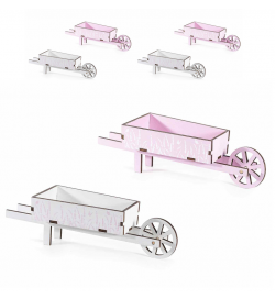 Carriole in Legno Colorato, Decorazione per la Casa, Set da 4 Pezzi