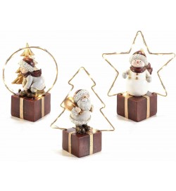 Decorazioni Natalizie luminose, 3 pezzi con personaggi assortiti