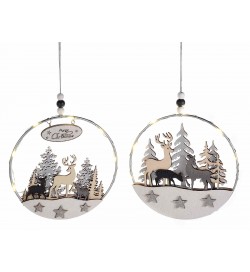 Decorazioni Natalizie da appendere per addobbare porte finestre e vetrine con luci Led set da 4 pezzi