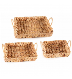 Set 3 Cestini in Giacinto Intrecciato con Manici