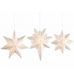 Decorazioni Natalizie da Appendere Luminose a Forma di Stelle in Porcellana Bianca