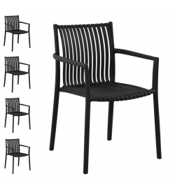 Set 4 sedie da esterno antracite con braccioli, per bar e giardini