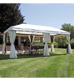 Gazebo per giardino e cerimonie 6 x 3 con tende laterali e tetto idrorepellente