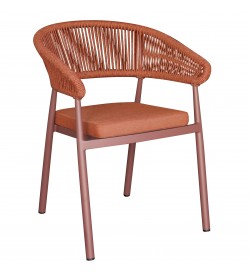 Sedia Moderna da Esterno per Tavolo da Pranzo con Cuscino, Colore Rosso