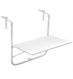 Tavolo da ringhiera per balconi 50x52 cm regolabile in altezza bianco