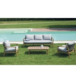 Salotto da Giardino in Legno e Corda 5 Posti Arredo Luxury per Casa, Hotel