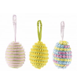 18 Uova Pasquali Decorative da Appendere in Stoffa, Colori Assortiti